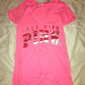 pink short sleeve shirt